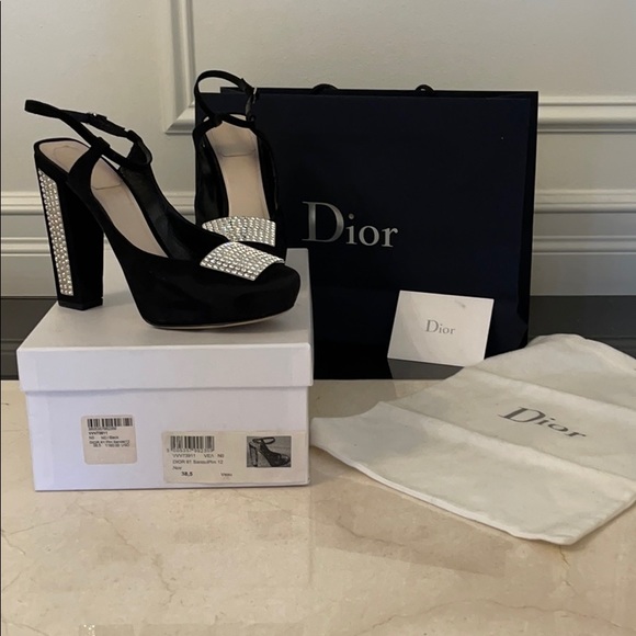 Christian Dior suede leather crystal heels